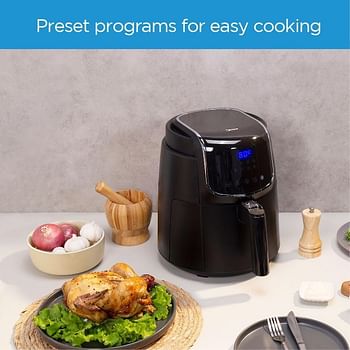 Midea 4.7L XL Digital Air Fryer 1500W with Dual Cyclone Rapid Hot Technology for Frying, Grilling, Broiling, Roasting, Baking, Toasting, Timer up to 60 minutes Temperature Control up to 200°C-MFCN40D2