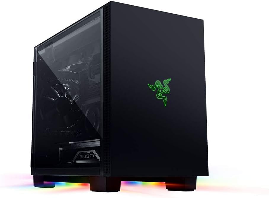 Razer Tomahawk Mini-Itx Gaming Chassis - Dual-Sided Tempered Glass Swivel Doors, Ventilated Top Panel, Chroma Rgb Underglow Lighting, Built-In Cable Management - Classic Black