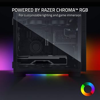 Razer Tomahawk Mini-Itx Gaming Chassis - Dual-Sided Tempered Glass Swivel Doors, Ventilated Top Panel, Chroma Rgb Underglow Lighting, Built-In Cable Management - Classic Black