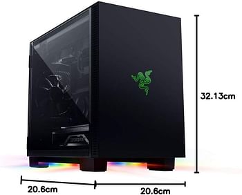 Razer Tomahawk Mini-Itx Gaming Chassis - Dual-Sided Tempered Glass Swivel Doors, Ventilated Top Panel, Chroma Rgb Underglow Lighting, Built-In Cable Management - Classic Black