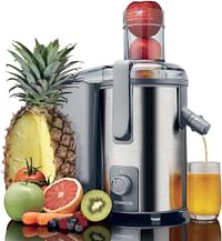 KENWOOD JEM51.000GS Juicer 700W Stainless Steel Juice Extractor with 75mm Wide Feed Tube, 2 Speed, Transparent Juice Jug, Pulp Container, Anti Drip for Home, Office, Restaurant & Cafeteria Grey/Silver