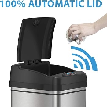 Itouchless Glide 13 Gallon Pet-Proof Sensor Trash Can With Wheels And Odor Control System Stainless Steel