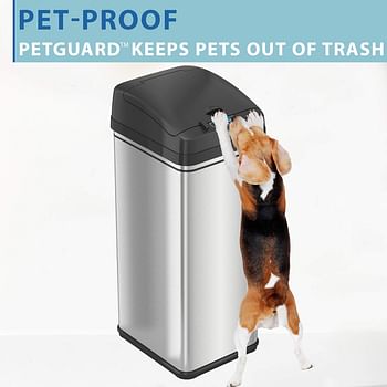 Itouchless Glide 13 Gallon Pet-Proof Sensor Trash Can With Wheels And Odor Control System Stainless Steel