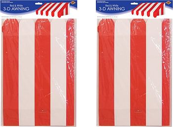 Beistle 54934, 2 Piece 3-D Awning Wall Decorations, 24.75 Inch x 8.75 Inch - Red and White