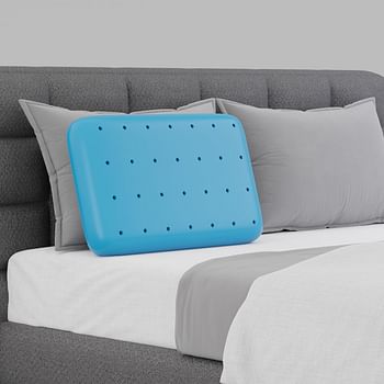 MY ARMOR Ventilated Cooling Gel Memory Foam Pillow King Size, Orthopedic Pillow for Sleeping & Neck Pain Relief | 24x15x5 Inches | with Removable Zipper Cover, White, Pack of 1