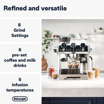 De'Longhi ECAM9865M La Specialista Maestro Ultimate Cold Brew Manual Coffee Machine, Experience with Smart Tech, Cold Extraction Technology, 8 Recipes, Manual/Automatic Frothing  Metal  - Silver