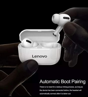 Lenovo LP1S TWS Bluetooth Earphone Sports Wireless Headset Stereo Earbuds HiFi Music With Mic LP1S For Android IOS Smartphone Charging Case - White