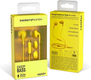 Energy Sistem Style 2+ In-Ear Headphones with Bass Boost, Microphone, Call Control, Cushions Wired - Vanilla