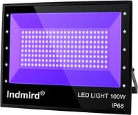 Indmird UV LED Black Light 395nm 100W UV LED Floodlight, IP66 Waterproof Spotlight Ultraviolet Backlight Stage Lamp