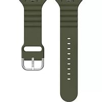 Worry-free Gadgets Soft Silicone Wavy Band For Apple Watch 42/44/45MM (SD03-AGRN-42) - Army Green