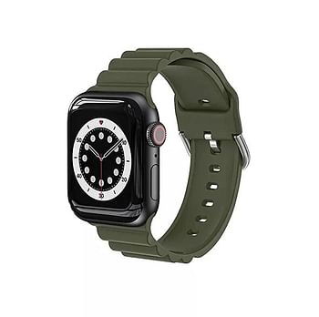 Worry-free Gadgets Soft Silicone Wavy Band For Apple Watch 42/44/45MM (SD03-AGRN-42) - Army Green