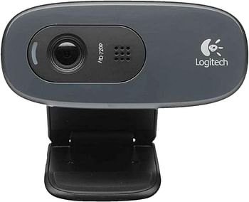 كاميرا ويب لوجيتك C270 720 اتش دي لمكالمات الفيديو والتسجيل 960-001063 - رمادي وأسود