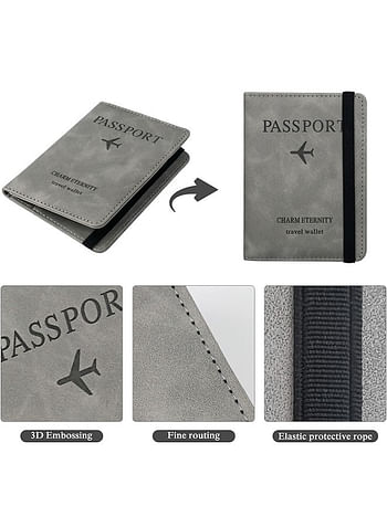 We Happy Passport Holder Travel Wallet Slim Ticket and Documents Cover with RFID Blocking and SIM Card Slots - Granite Grey