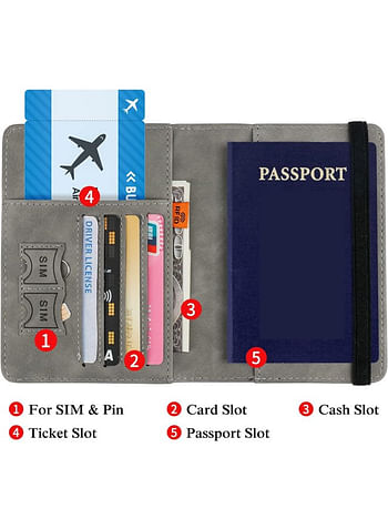 We Happy Passport Holder Travel Wallet Slim Ticket and Documents Cover with RFID Blocking and SIM Card Slots - Black