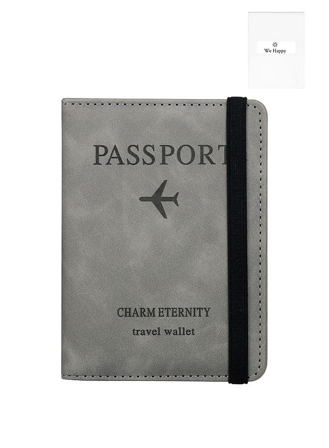 We Happy Passport Holder Travel Wallet Slim Ticket and Documents Cover with RFID Blocking and SIM Card Slots - Granite Grey