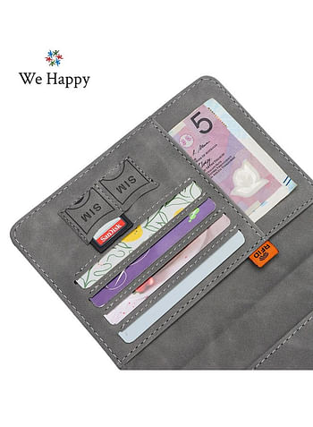 We Happy Passport Holder Travel Wallet Slim Ticket and Documents Cover with RFID Blocking and SIM Card Slots - Black