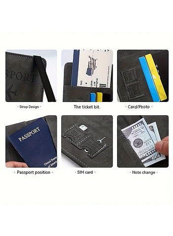 We Happy Passport Holder Travel Wallet Slim Ticket and Documents Cover with RFID Blocking and SIM Card Slots - Black