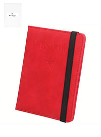 We Happy Passport Holder Travel Wallet Slim Ticket and Documents Cover with RFID Blocking and SIM Card Slots - Red