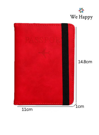 We Happy Passport Holder Travel Wallet Slim Ticket and Documents Cover with RFID Blocking and SIM Card Slots - Black