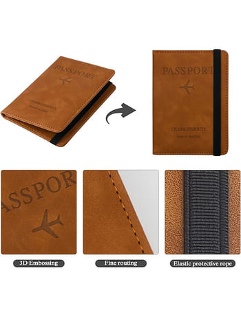 We Happy Passport Holder Travel Wallet Slim Ticket and Documents Cover with RFID Blocking and SIM Card Slots - Black