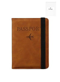 وي هابي حامل جواز السفر محفظة السفر ضئيلة تذكرة ووثائق الغطاء مع حجب RFID وفتحات بطاقة SIM - بني