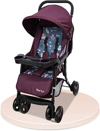 Nurtur Ryder Ultra Compact Lightweight Baby Travel Stroller with Storage Basket, Detachable Food Tray, Reclining Seat and Leg Rest, 0-36 Months, Official Product - Burgundy