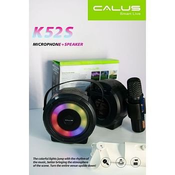 Calus K52S Wireless Speakers Mic Set Bluetooth Audio Portable Handheld Mic Family Multifunctional Playback Loudspeaker With RGB lights - Black