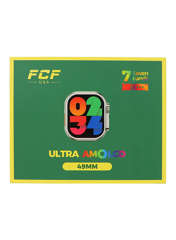 ساعة ذكية FCF USA HK10 ULTRA AMOLED مقاس 49 ملم مع سبعة حزام مع شاحن لاسلكي