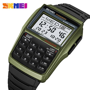 SKMEI 2255 Men's Digital Watch fashion Outdoor Sport Man Clock Silicone strap business Watch - Black