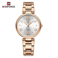 NAVIFORCE 5030 Original Stainless Steel Ladies Analog Women Watch 2023 New Rose Gold/White