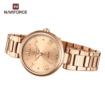 NAVIFORCE 5030 Stainless Steel Ladies Analog Women Watch RG/BE 33 mm - Gold, Blue