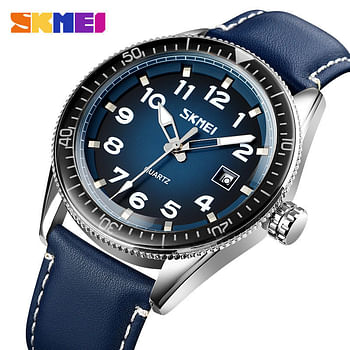 SKMEI 9232 Stainless Steel Buckle Glass Mirror Waterproof Resistant Quartz Watch - Silver Shell Black Surface
