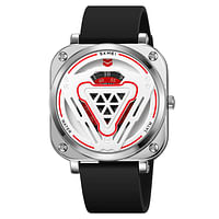 SKMEI 2107 Quartz Square Men Watch creative design For Men - Strap Black and Red and White Dial