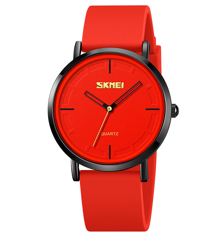 Skmei 2050 silica gel slim wrist watches analog quartz for men - Red