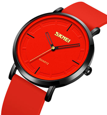 Skmei 2050 silica gel slim wrist watches analog quartz for men - Red