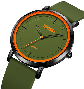 Skmei 2050 silica gel slim wrist watches analog quartz for men - Green