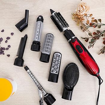 Olsenmark Multi Function Hair Styler, 8 In 1 - 3 Heat and 2 Speed Setting - 360 Degree Swivel Cord - Safety Cut Off