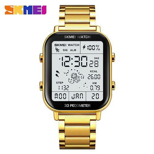 SKMEI 1888 Digital Watch Men's Casual Stopwatch Alarm Clock Countdown Military Digital Watch - Gold