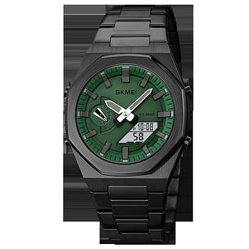 SKMEI 1816 Japan Movement Digital Watches Mens LED Light Countdown Wristwatch 3Bar Waterproof 5 Alarm World Time DST Date Week Clock - Silver/Black