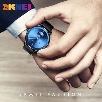 Skmei 1398 Original Analog Ultra Thick Quartz watch for men - Black Band and Black Dial