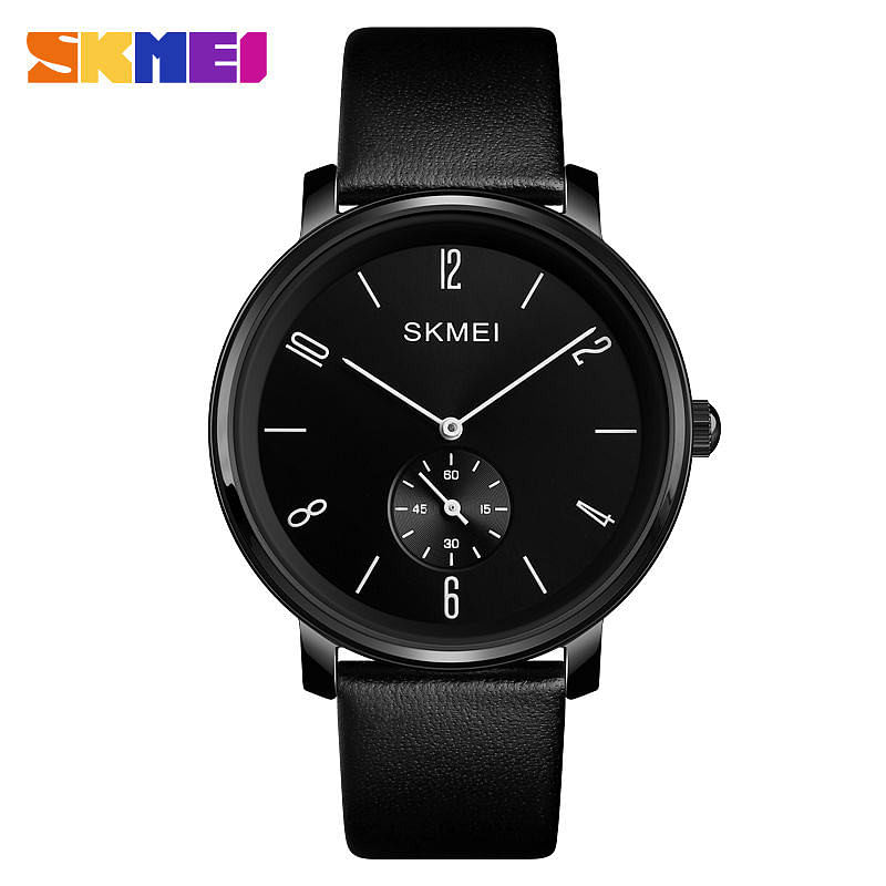 Skmei 1398 Original Analog Ultra Thick Quartz watch for men - Black Band and Black Dial