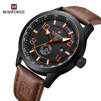 NaviForce NF9229 Classic Business Luminous Date Day Function Analogue Quartz Wristwatch For Men Brown And Black