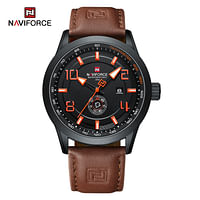 NaviForce NF9229 Classic Business Luminous Date Day Function Analogue Quartz Wristwatch For Men Brown And Black