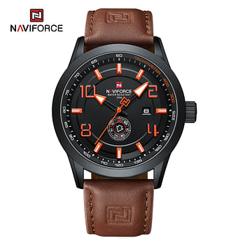 NaviForce NF9229 Classic Business Luminous Date Day Function Analogue Quartz Wristwatch For Men Brown And Black