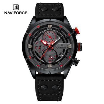 Naviforce NF8045 Men's Watch Chronoelite Waterproof Luxury Business Style Leather Strap 44MM - Green