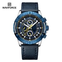 NEW NAVIFORCE 8055 CHRONOCREST Men's Watch Business Style with Leather Straps 47 mm- Blue
