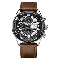 NAVIFORCE NF8043 CHRONOGLIDE Men’s Watch Waterproof Luxury Style with Leather Strap - 46MM - Silver And Black