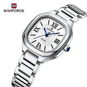 Naviforce NF5042 Emme Square Stainless Steel Men's Watch 31mm - Silver and White