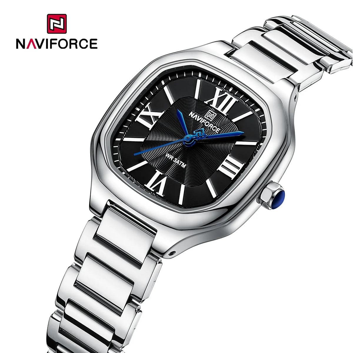 Naviforce NF5042 Emme Square Stainless Steel Men's Watch 31mm - Silver and Black