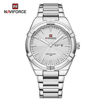 NAVIFORCE NF9218 Latest Men Quartz Watches Stainless Steel Band -Silver and White